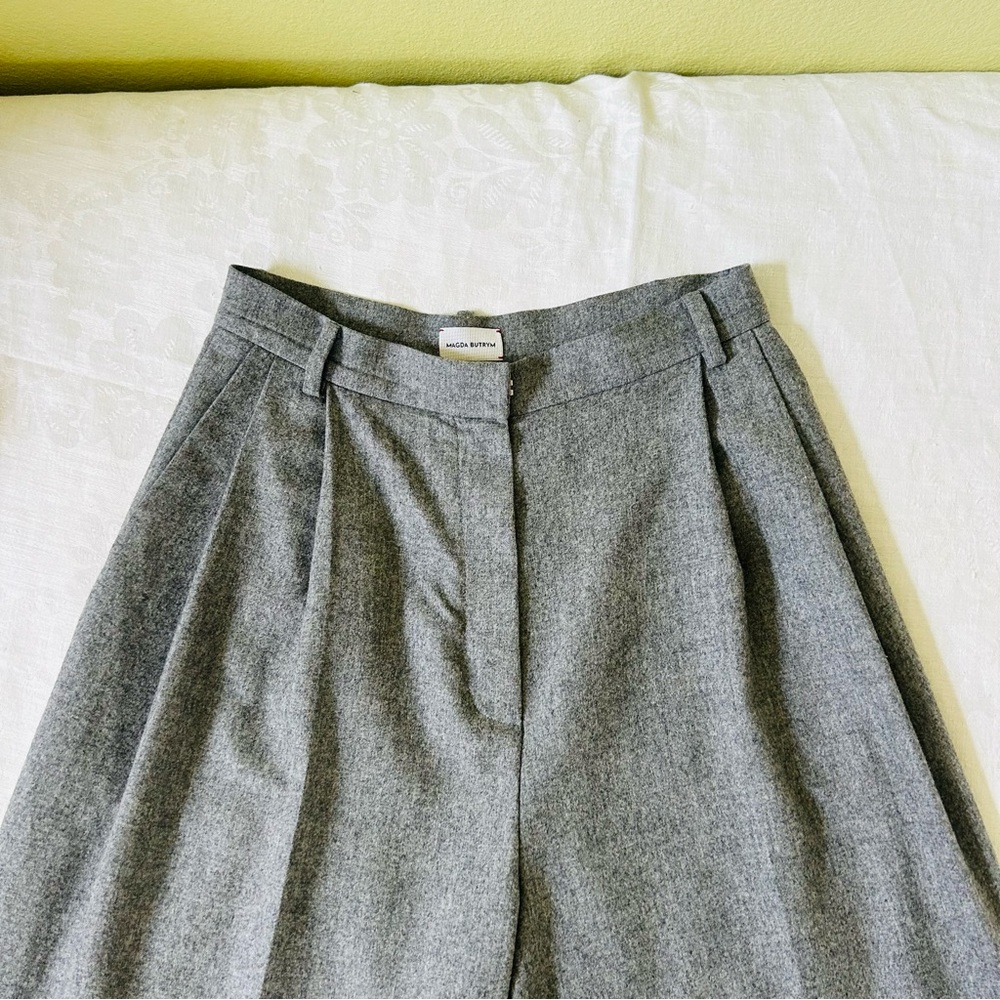 NWOT Magda Butrym Wool Blend Pleated Wide Leg Trousers 34 XS - Picture 2 of 8